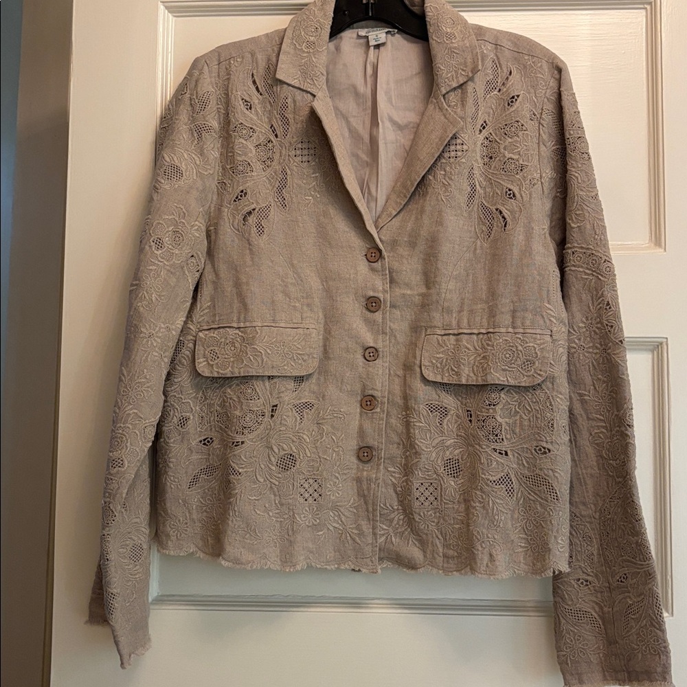 Sundance Teresa Lace Linen Jacket In Flax Women's S